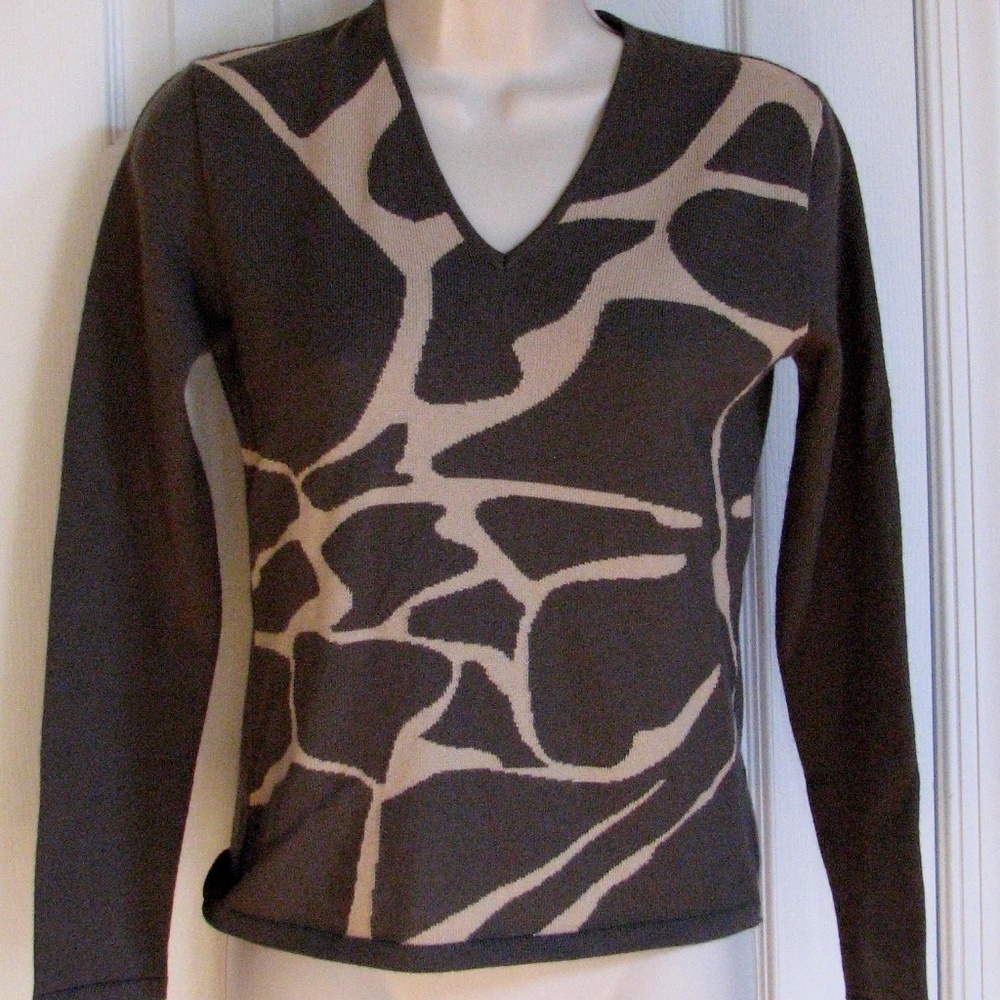 Clorinda Sweater Giraffe Brown Women's Size Small Wool Blend